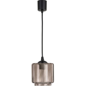 Brilagi - Lustră LED suspendată pe cablu RETRO GLASS 1xE27/60W/230V Ø 15 cm negru/bej fumuriu