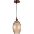 Brilagi - Lustră LED suspendată pe cablu RETRO GLASS 1xE27/60W/230V Ø 17 cm cupru/bej fumuriu
