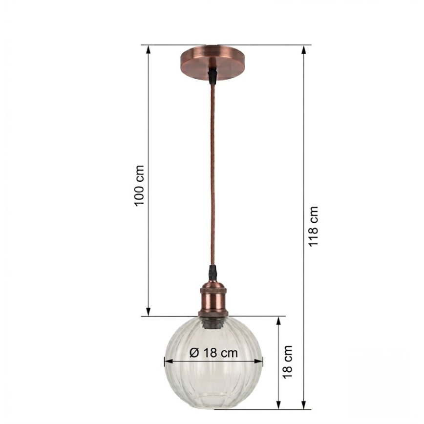 Brilagi - Lustră LED suspendată pe cablu RETRO GLASS 1xE27/60W/230V Ø 18 cm alb/sticlă transparentă