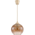 Brilagi - Lustră LED suspendată pe cablu RETRO GLASS 1xE27/60W/230V Ø 18 cm bej/maro fumuriu