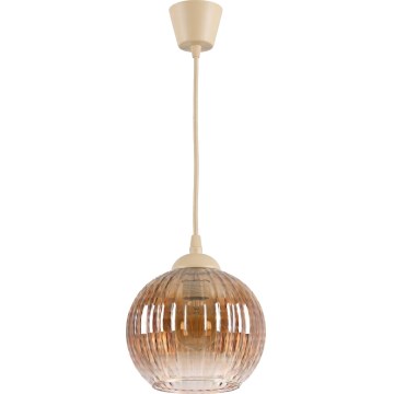 Brilagi - Lustră LED suspendată pe cablu RETRO GLASS 1xE27/60W/230V Ø 18 cm bej/maro fumuriu