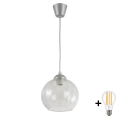 BRILAGI - Lustră LED suspendată pe cablu RETRO GLASS 1xE27/60W/230V Ø 25 cm argintiu/transparent