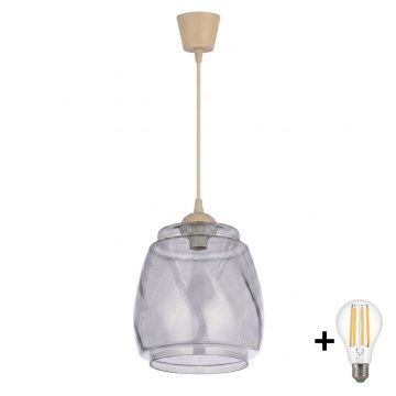 Brilagi - Lustră LED suspendată pe cablu RETRO GLASS 1xE27/60W/230V Ø 26 cm bej/gri fumuriu
