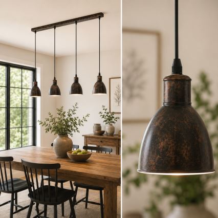BRILAGI - Lustra LED suspendată pe cablu RIDDY 4xE27/60W/230V cupru cu patină
