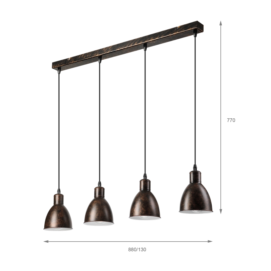 BRILAGI - Lustra LED suspendată pe cablu RIDDY 4xE27/60W/230V cupru cu patină