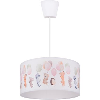 Brilagi - Lustră LED suspendată pentru copii BOBO 1xE27/10W/230V Ø 35 cm, alb/cu animale