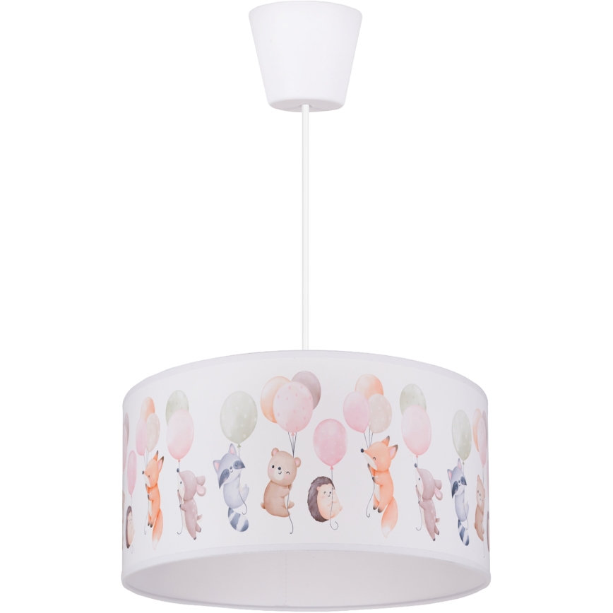 Brilagi - Lustră LED suspendată pentru copii BOBO 1xE27/10W/230V Ø 35 cm, alb/cu animale