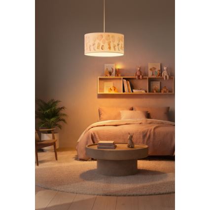 Brilagi - Lustră LED suspendată pentru copii BOBO 1xE27/10W/230V Ø 35 cm, alb/cu animale