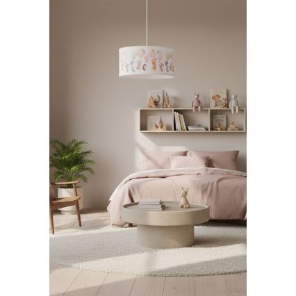 Brilagi - Lustră LED suspendată pentru copii BOBO 1xE27/10W/230V Ø 35 cm, alb/cu animale