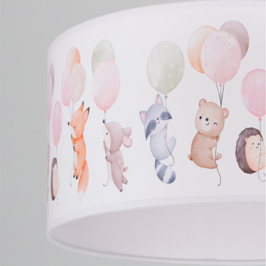 Brilagi - Lustră LED suspendată pentru copii BOBO 1xE27/10W/230V Ø 35 cm, alb/cu animale