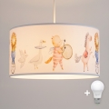 Brilagi - Lustră LED suspendată pentru copii BOBO 1xE27/60W/230V pr. 35 cm alb/cu animale