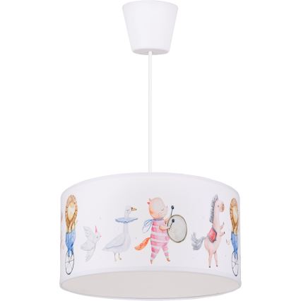 Brilagi - Lustră LED suspendată pentru copii BOBO 1xE27/60W/230V pr. 35 cm alb/cu animale