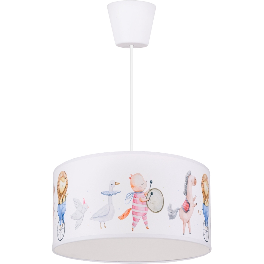 Brilagi - Lustră LED suspendată pentru copii BOBO 1xE27/60W/230V pr. 35 cm alb/cu animale
