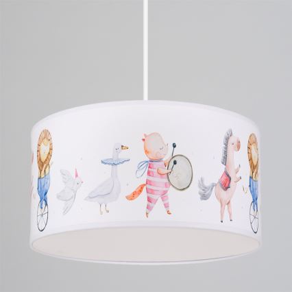 Brilagi - Lustră LED suspendată pentru copii BOBO 1xE27/60W/230V pr. 35 cm alb/cu animale