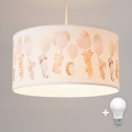 Brilagi - Lustră LED suspendată pentru copii BOBO 1xE27/60W/230V Ø 35 cm, alb/cu animale