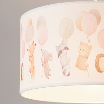 Brilagi - Lustră LED suspendată pentru copii BOBO 1xE27/60W/230V Ø 35 cm, alb/cu animale