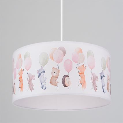 Brilagi - Lustră LED suspendată pentru copii BOBO 1xE27/60W/230V Ø 35 cm, alb/cu animale