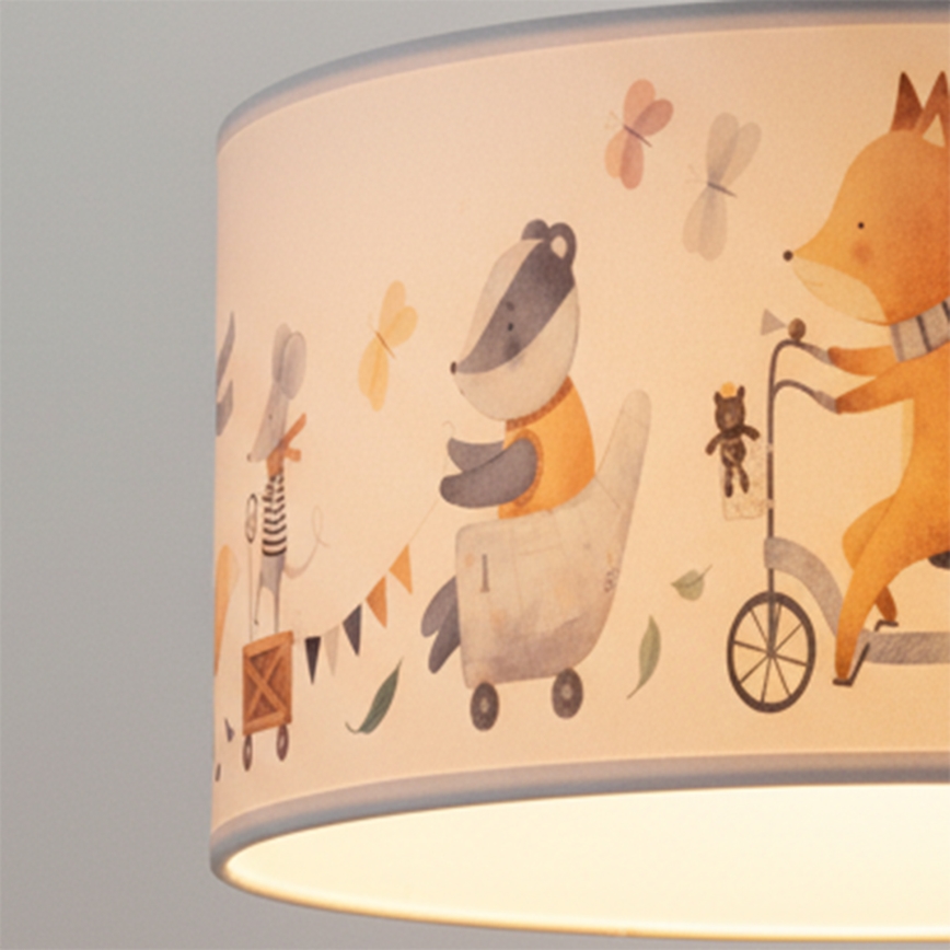 Brilagi - Lustră LED suspendată pentru copii BOBO, 1xE27/60W/230V, Ø 35 cm, alb/cu animale