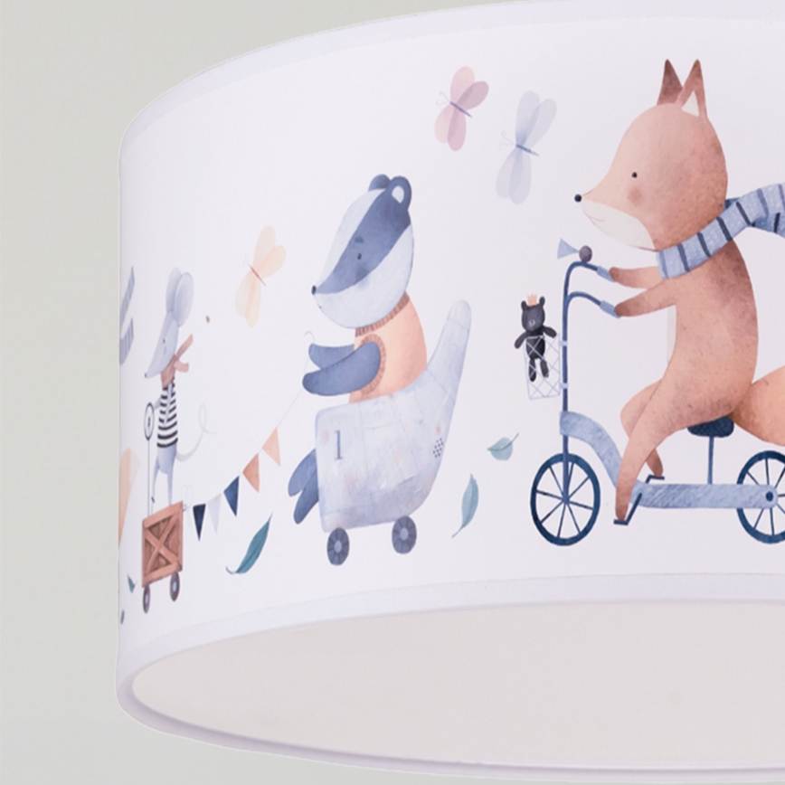 Brilagi - Lustră LED suspendată pentru copii BOBO, 1xE27/60W/230V, Ø 35 cm, alb/cu animale