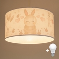 Brilagi - Lustră LED suspendată pentru copii BOBO, 1xE27/60W/230V, Ø 35 cm, alb/iepurași