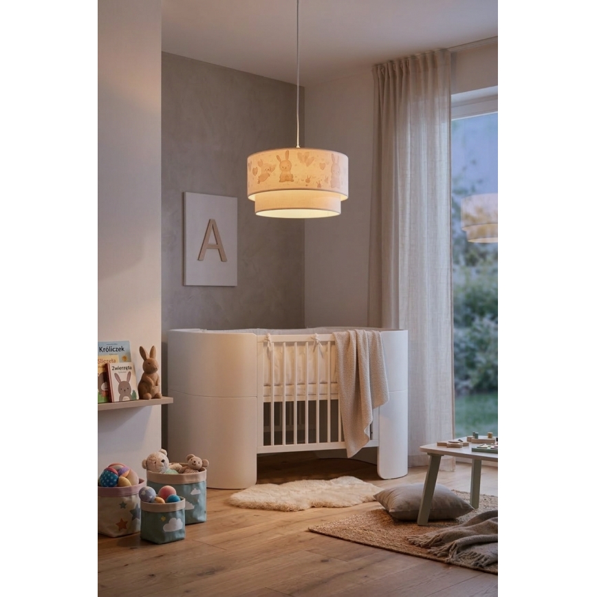 Brilagi - Lustră LED suspendată pentru copii BOBO, 1xE27/60W/230V, Ø 35 cm, alb/iepurași