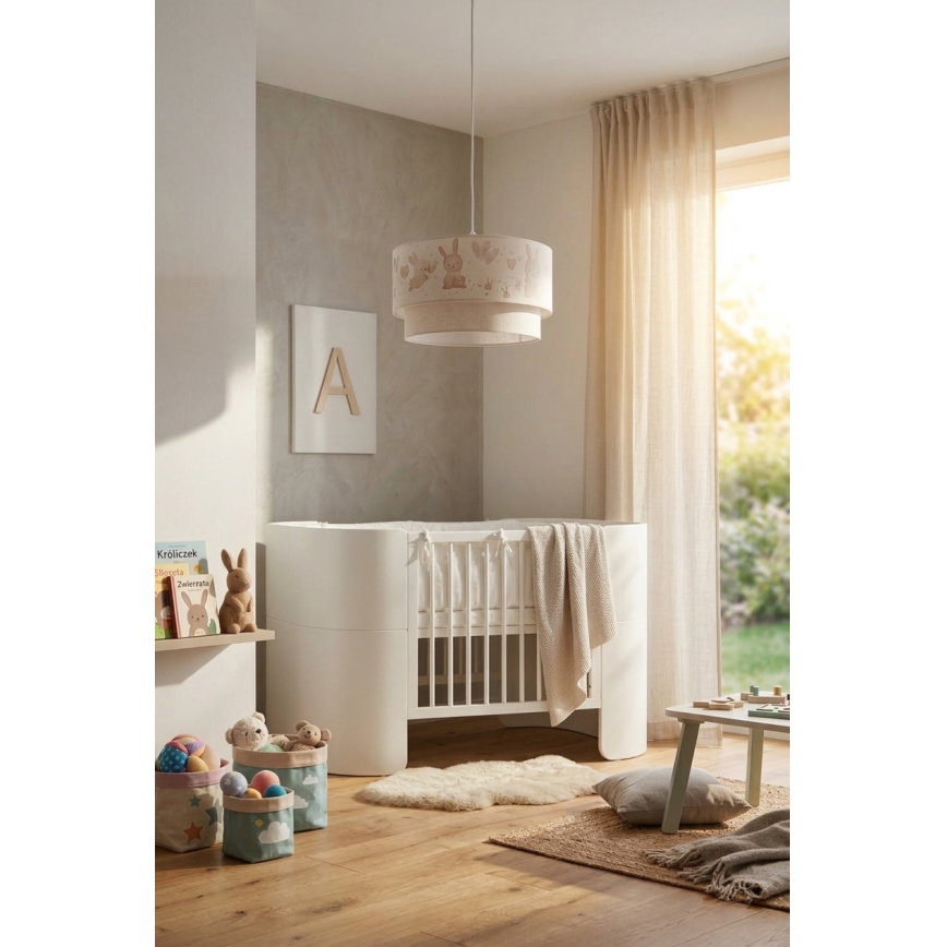 Brilagi - Lustră LED suspendată pentru copii BOBO, 1xE27/60W/230V, Ø 35 cm, alb/iepurași