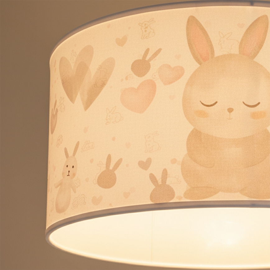 Brilagi - Lustră LED suspendată pentru copii BOBO, 1xE27/60W/230V, Ø 35 cm, alb/iepurași