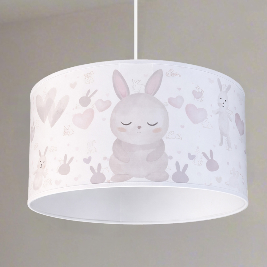 Brilagi - Lustră LED suspendată pentru copii BOBO, 1xE27/60W/230V, Ø 35 cm, alb/iepurași
