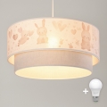 Brilagi - Lustră LED suspendată pentru copii BOBO 1xE27/60W/230V Ø 40 cm crem/gri/iepurași
