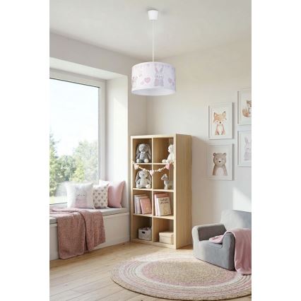 Brilagi - Lustră LED suspendată pentru copii BOBO cu cablu 1xE27/60W/230V Ø 35 cm alb/iepurași