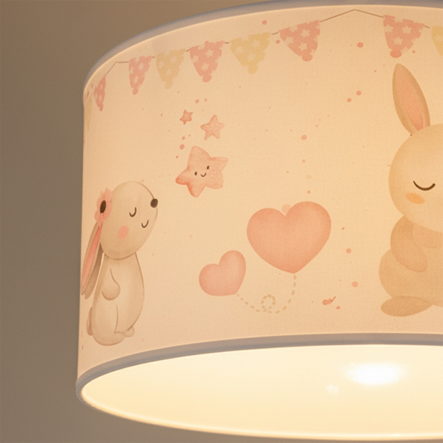 Brilagi - Lustră LED suspendată pentru copii BOBO cu cablu 1xE27/60W/230V Ø 35 cm alb/iepurași