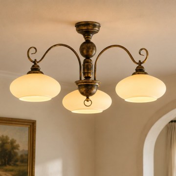 Brilagi - Lustră montată pe tavan MOLLERO 3xE27/15W/230V Ø 84 cm bronz/patină