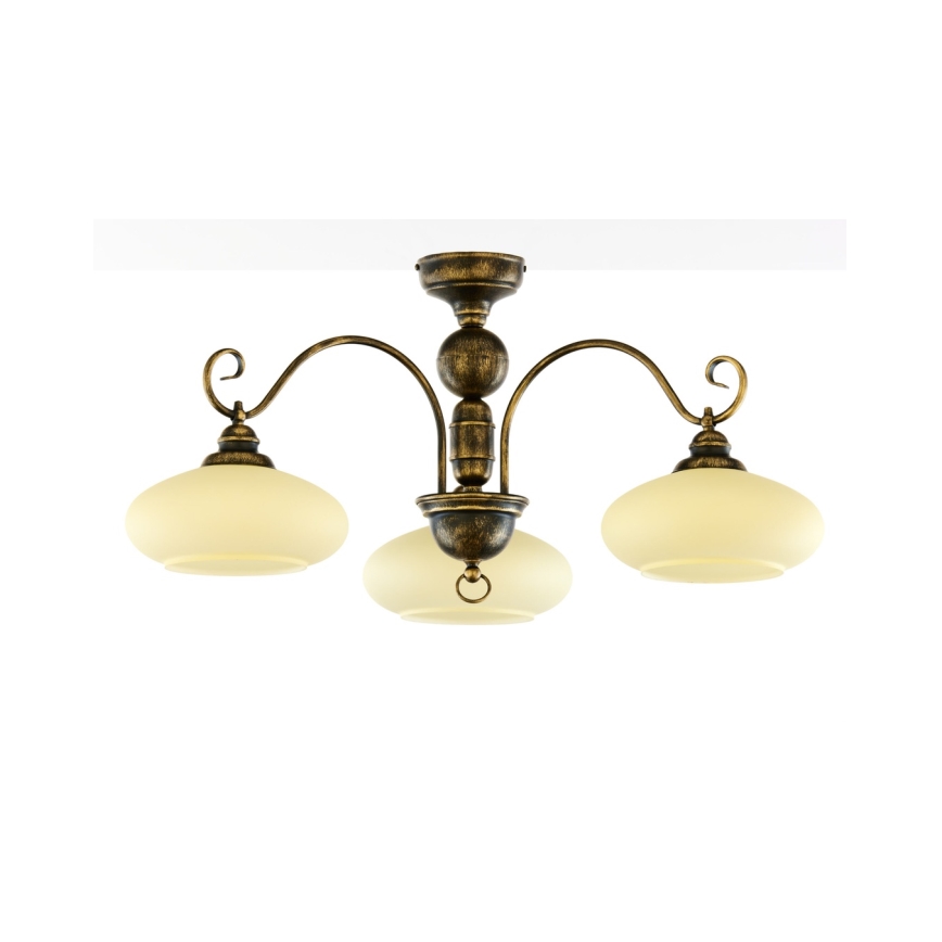 Brilagi - Lustră montată pe tavan MOLLERO 3xE27/15W/230V Ø 84 cm bronz/patină