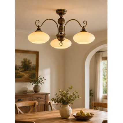 Brilagi - Lustră montată pe tavan MOLLERO 3xE27/15W/230V Ø 84 cm bronz/patină