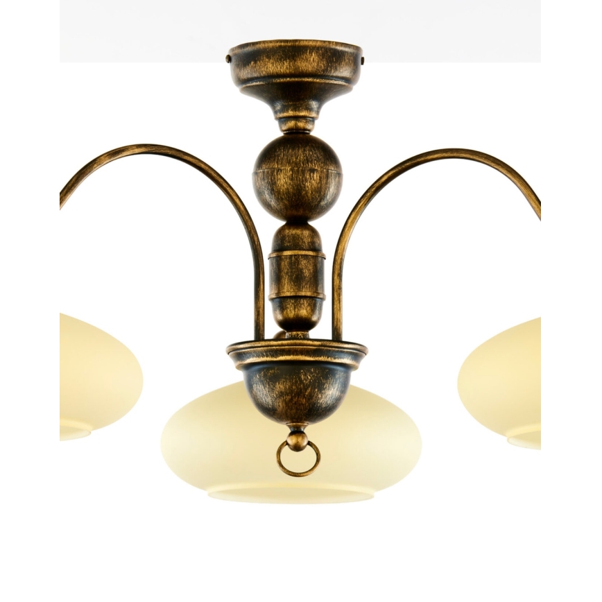 Brilagi - Lustră montată pe tavan MOLLERO 3xE27/15W/230V Ø 84 cm bronz/patină