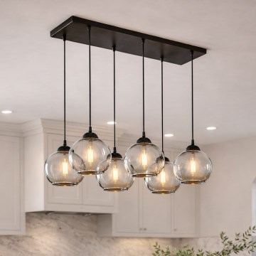 Brilagi - Lustră pe cablu 6xE27/60W/230V negru/gri fumuriu