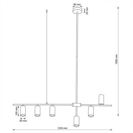Brilagi - Lustră pe cablu CRANE 6xGU10/30W/230V, neagră