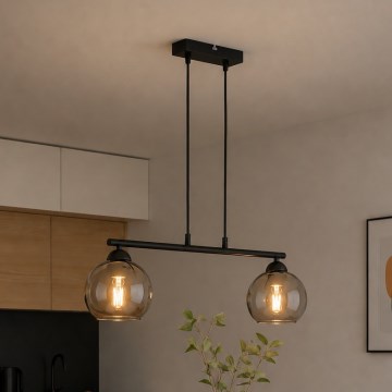 Brilagi - Lustră pe cablu DIOR 2xE27/60W/230V negru/gri fumuriu