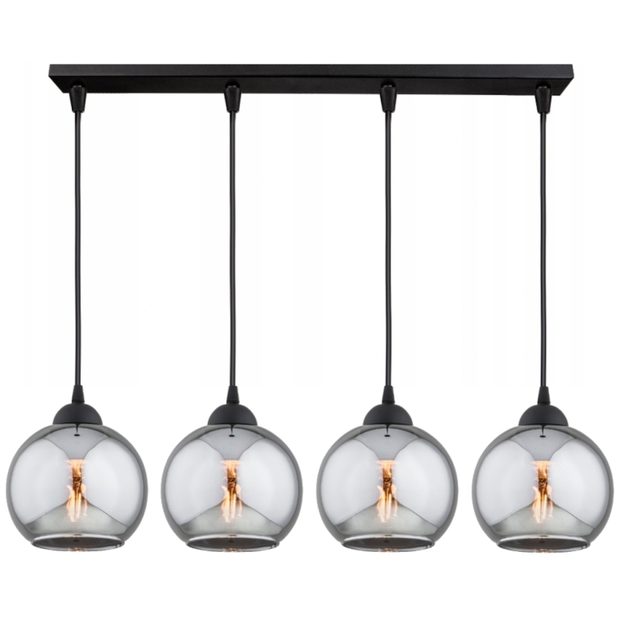 Brilagi - Lustră pe cablu DIOR 4xE27/60W/230V negru/gri fumuriu