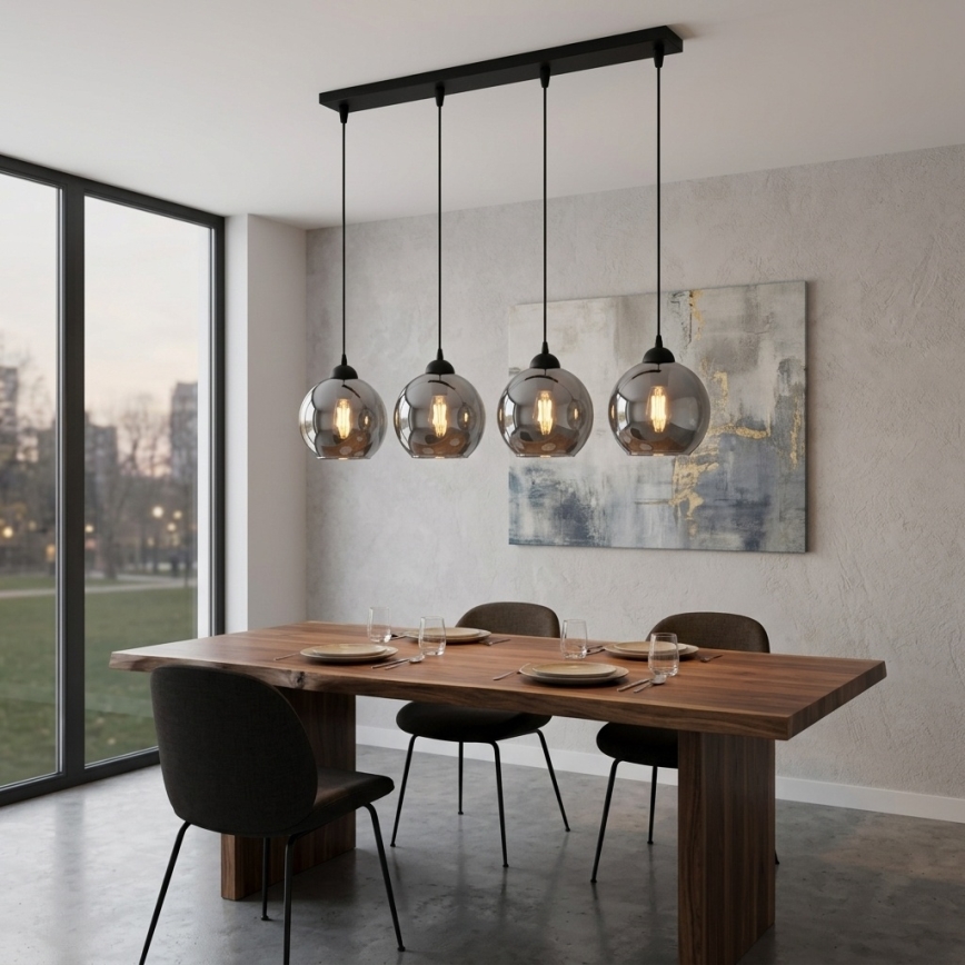 Brilagi - Lustră pe cablu DIOR 4xE27/60W/230V negru/gri fumuriu