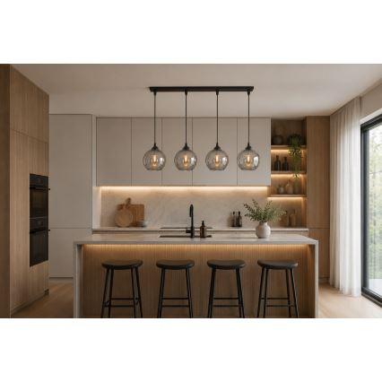 Brilagi - Lustră pe cablu DIOR 4xE27/60W/230V negru/gri fumuriu