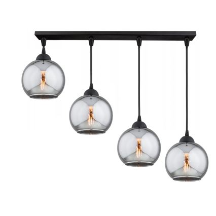 Brilagi - Lustră pe cablu DIOR 4xE27/60W/230V negru/gri fumuriu