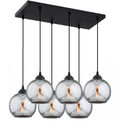 Brilagi - Lustră pe cablu DIOR 6xE27/60W/230V negru/gri fumuriu