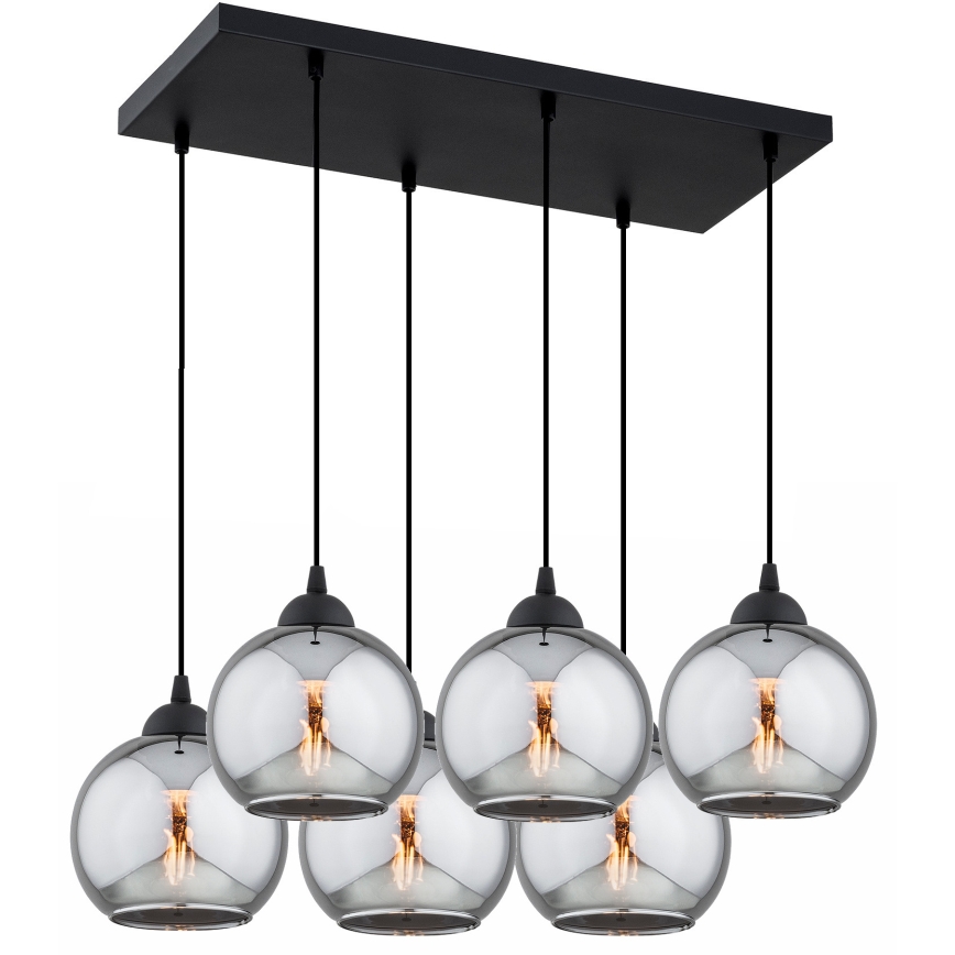 Brilagi - Lustră pe cablu DIOR 6xE27/60W/230V negru/gri fumuriu