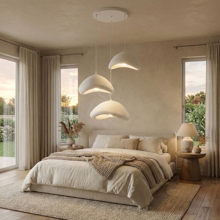 Brilagi - Lustra pe cablu LUNA 3xE27/40W/230V diam. 82 cm albă