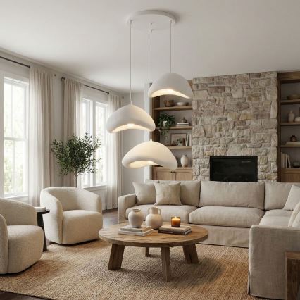 Brilagi - Lustra pe cablu LUNA 3xE27/40W/230V diam. 82 cm albă