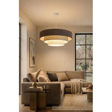 Brilagi - Lustră pe cablu LUNETA 3xE27/60W/230V, Ø 80 cm, gri/crem/alb
