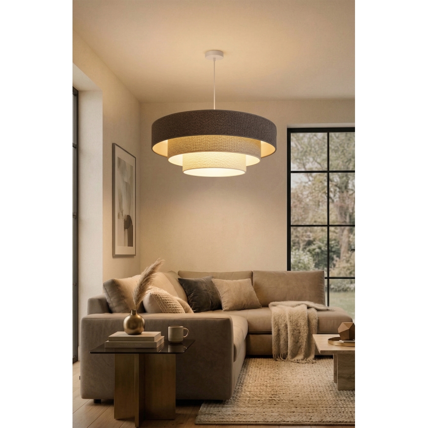 Brilagi - Lustră pe cablu LUNETA 3xE27/60W/230V, Ø 80 cm, gri/crem/alb