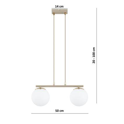 Brilagi - Lustră pe cablu MILO 2xE27/60W/230V bej/auriu