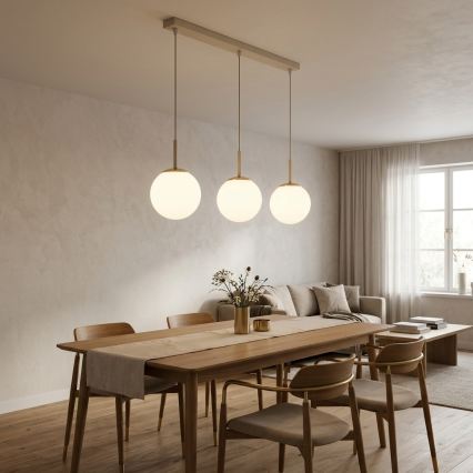 Brilagi - Lustră pe cablu MILO 3xE27/60W/230V bej/auriu